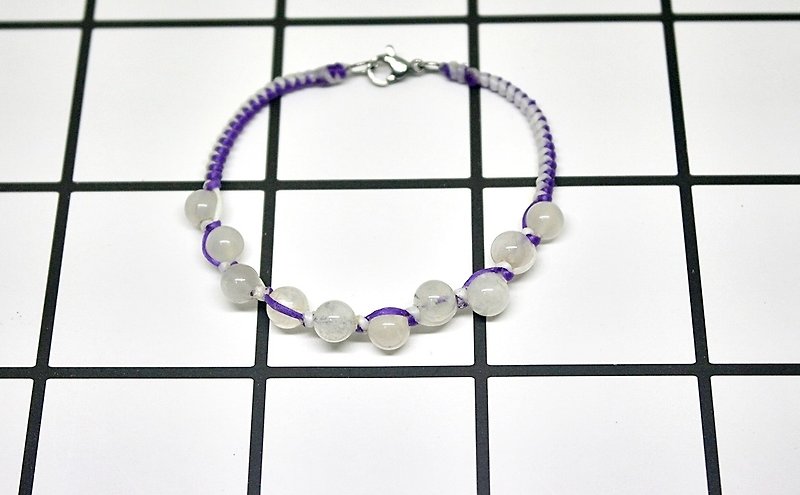Thai silk wax line X natural stone _ white moonstone / / can choose color / / - Bracelets - Wax White