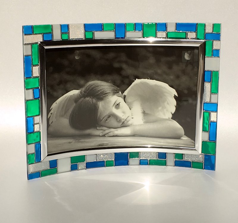 Personalised Geometric Blue Green Color Blocks Picture Frame・Handmade Gift - กรอบรูป - แก้ว สีน้ำเงิน