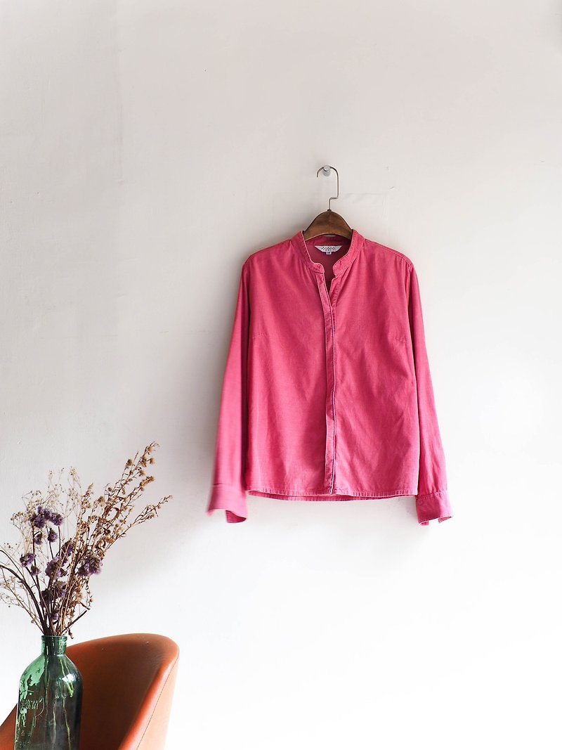River Water - Island Pink Youth Festivals antique cotton shirt blouse coat oversize vintage - เสื้อเชิ้ตผู้หญิง - ผ้าฝ้าย/ผ้าลินิน สึชมพู