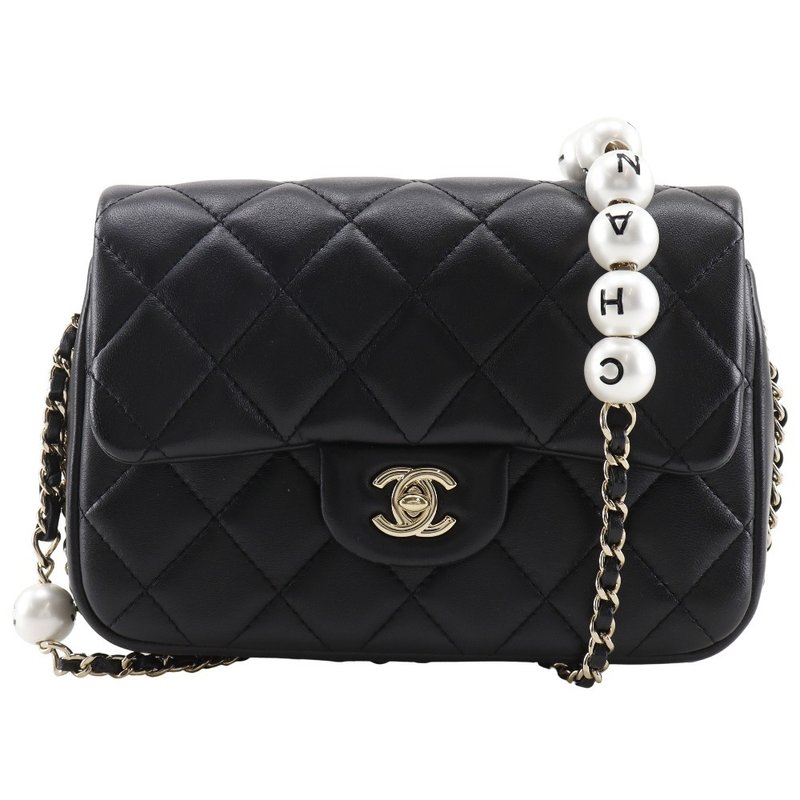 【日本直送】シャネル CHANEL パールチェーンショルダー ショルダーバッグ マトラッセ AS1533 ラムスキン 黒 レディース【中古】 - 側背包/斜背包 - 真皮 黑色