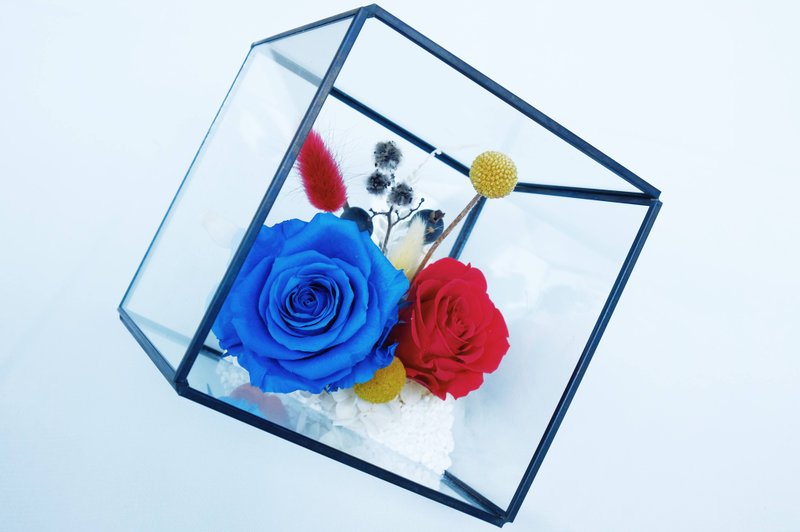 [Stylish Realm] Mondrian-Flowerless geometric glass cover floral ornaments - Dried Flowers & Bouquets - Plants & Flowers Multicolor