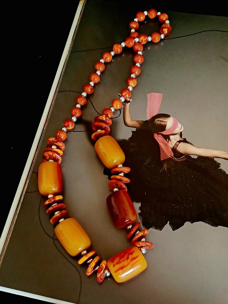 vintage jewelry 華麗東方風格 賽珞珞項鍊 - 項鍊 - 塑膠 