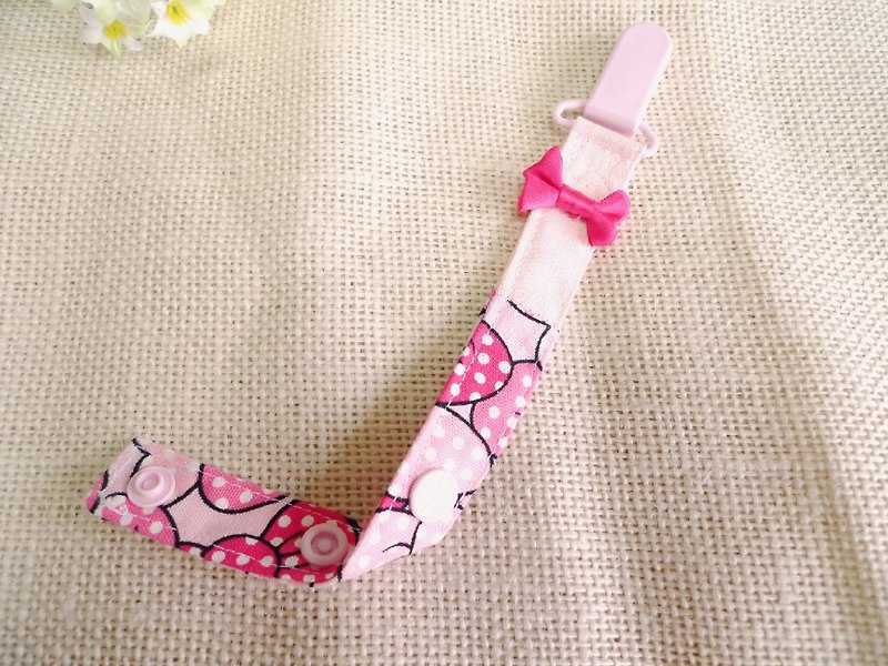Pink Bow - Pacifier Chain / Toy Chain - Bibs - Cotton & Hemp Pink