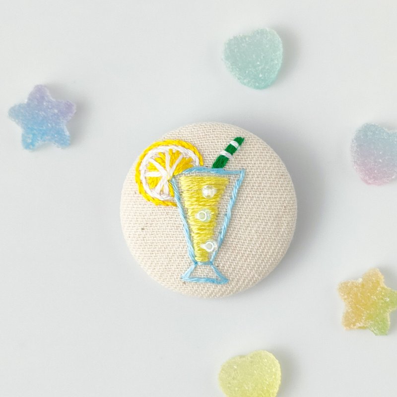 レモネードの刺繍ヘアゴム - 髮夾/髮圈 - 棉．麻 黃色