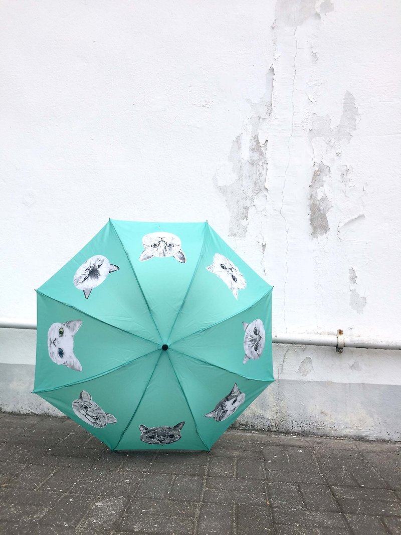adc｜party animals｜umbrella ｜cat - Umbrellas & Rain Gear - Waterproof Material Green