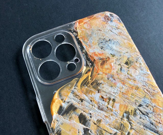 Acrylic Hand Paint Phone Case iPhone 12 pro Max Gold Scratch