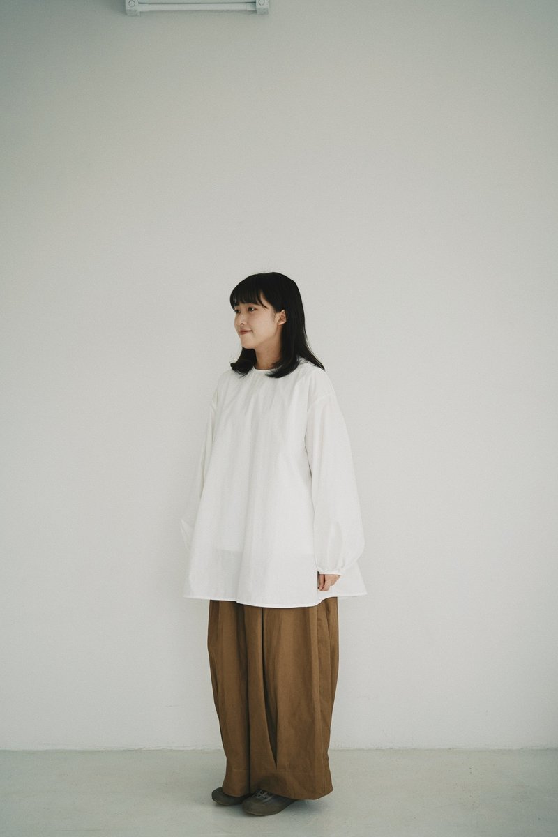 Puff sleeve top-white - เสื้อผู้หญิง - ผ้าฝ้าย/ผ้าลินิน ขาว