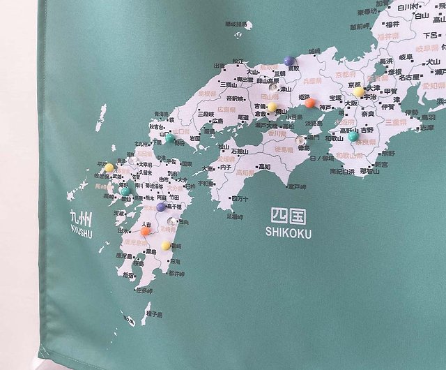 日本地図(ウォールタペストリー/クロス シリーズ)-グリーン