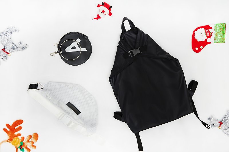 *AM0000- Christmas gift welfare*Scheme B - "2 look back square big A + bag + Sporty W pockets." - Messenger Bags & Sling Bags - Other Materials Black