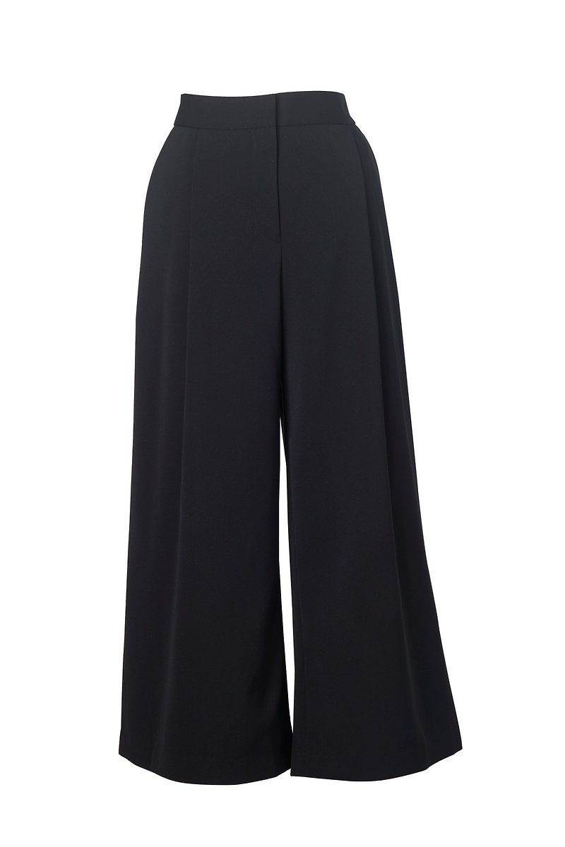 Designer Cropped Wide Mouth Pants - Women's Pants - Polyester Black