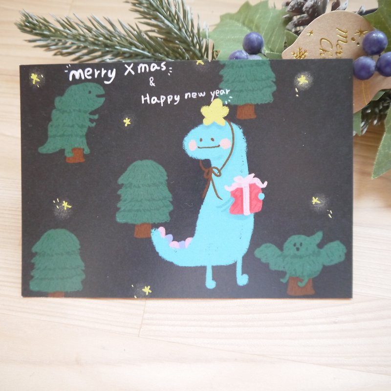 クリスマスカード/恐竜の森 - カード・はがき - 紙 ブラック