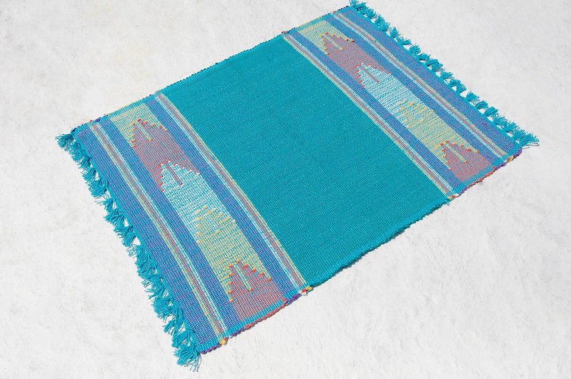 A limited edition Christmas gift / hand-woven hand bags / mat / placemat woven sense / Boho Ethnic placemat - blue sky Dhaka weave totem - ผ้ารองโต๊ะ/ของตกแต่ง - ผ้าฝ้าย/ผ้าลินิน หลากหลายสี