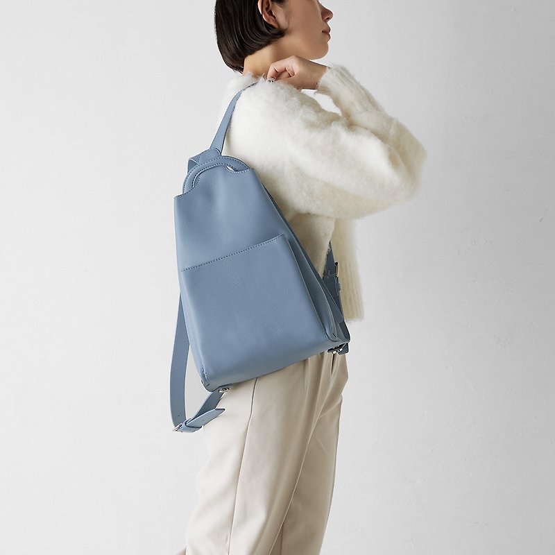 Sou backpack-fog gray blue - Backpacks - Genuine Leather Blue