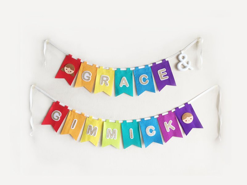 Alphabet square bunting for party, kids, baby shower, graduation, celebration - ของวางตกแต่ง - วัสดุอื่นๆ 