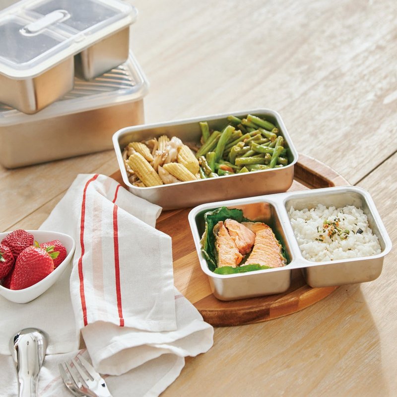 Double Box Stainless Steel separated crisper box - Lunch Boxes - Stainless Steel Silver