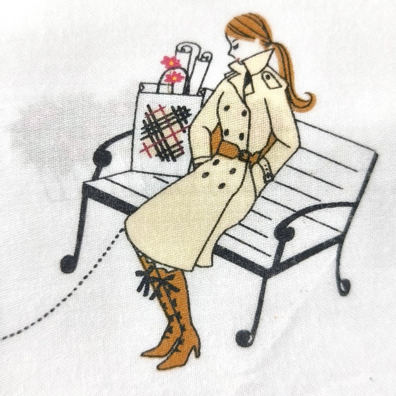 Burberry 復古手帕 女仕與雪納瑞犬 19 x 19 英吋 - 手帕 - 棉．麻 白色