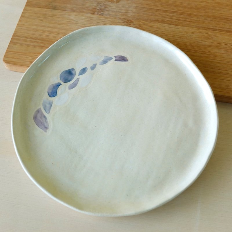 青い穏やかな感触陶器プレート/トレイ/ディッシュ手作り限定版 - 小皿 - 陶器 ホワイト