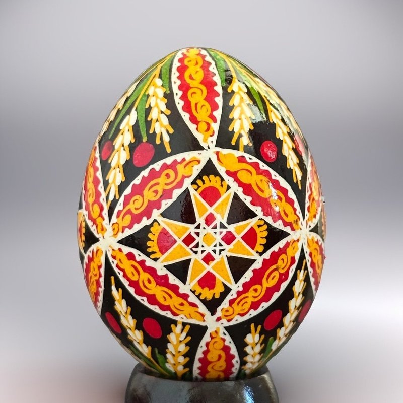 烏克蘭復活節彩蛋 純手工彩繪雞蛋殼 胡特爾式彩蛋 - 擺飾/家飾品 - 其他材質 黑色