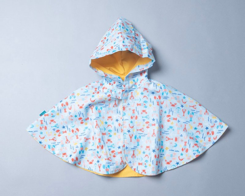 Double-sided cloak - universe travel handmade non-toxic coat baby children's clothing cloak baby gift box outside - เสื้อโค้ด - ผ้าฝ้าย/ผ้าลินิน สีน้ำเงิน