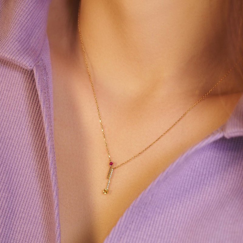 Ruby Pin Necklace | 18K Yellow Gold - Necklaces - Precious Metals Gold