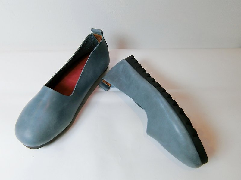 Painting # 8061 || calf leather classic soft shoes 2.0 square incision indigo || - รองเท้าอ็อกฟอร์ดผู้หญิง - หนังแท้ สีน้ำเงิน
