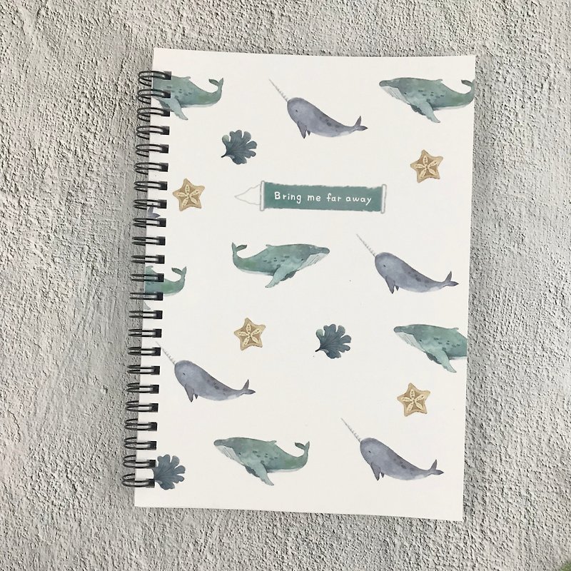線圈筆記本-鯨魚海洋 - 筆記簿/手帳 - 紙 