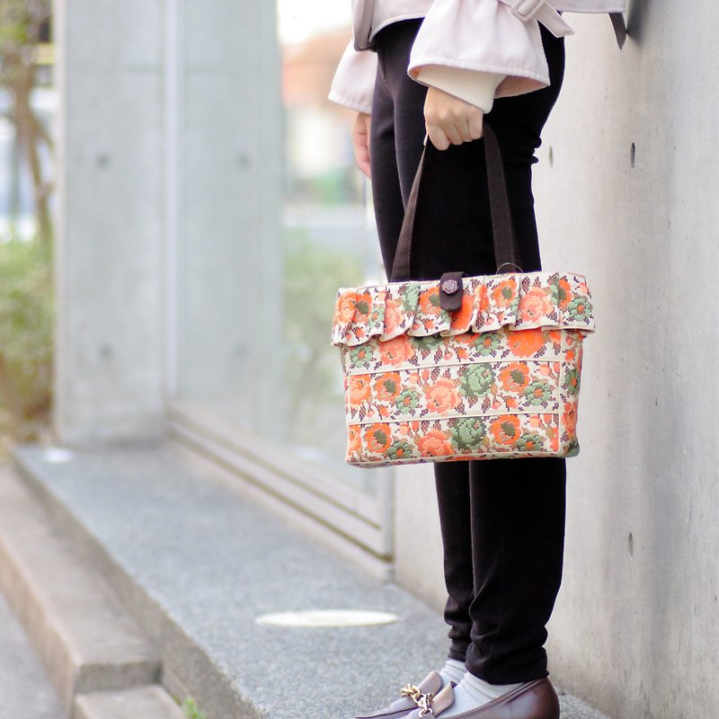 Orange handbag - Handbags & Totes - Cotton & Hemp Orange