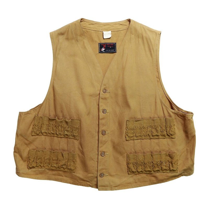 1950s Red Head Hunting Vest hunting vest vintage vest - เสื้อกั๊กผู้ชาย - วัสดุอื่นๆ สีนำ้ตาล