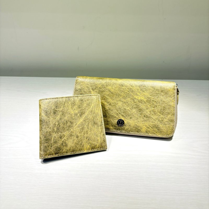 [Double 11 limited offer] SWEETBURDEN silk cowhide-zipper long clip + short clip combination discount - Wallets - Genuine Leather Gold