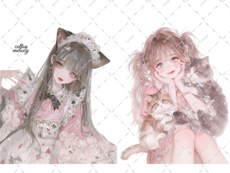 original sticker no.6549 人物ステッカー オリジナルステッカー 人物ステッカー 女の子ステッカー オリジナル人物ステッカー - 貼紙 - 紙 