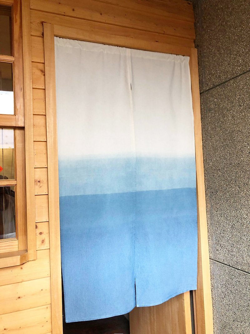 Organic Cotton Blue Dyed Japanese Chinese Door Curtain Organic Cotton - Doorway Curtains & Door Signs - Cotton & Hemp Blue