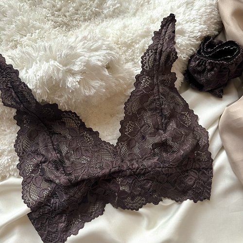 Lavender lingerie set - Balconette bra set - Cute underwear - Lace