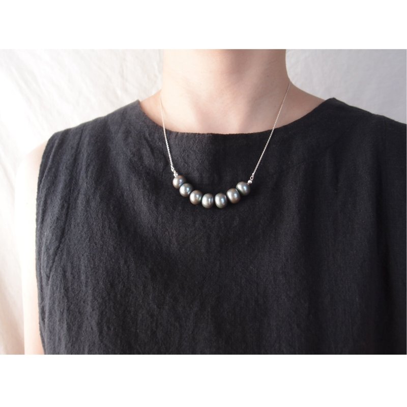 【SV】Green Gray Pearl Necklace　グリーングレー パールネックレス - 項鍊 - 珍珠 銀色