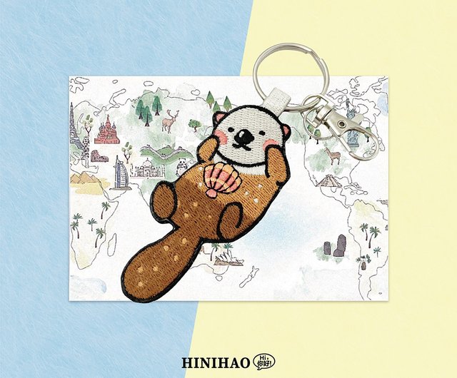 両面刺繍キーホルダー ラッコ - ショップ hinihao ステッカー