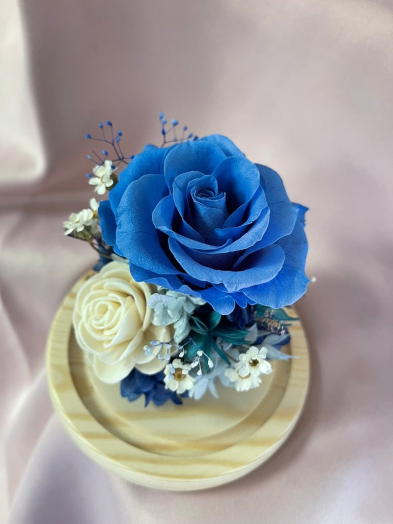 Royal blue texture elegant glass flower gift eternal life flower gift - Dried Flowers & Bouquets - Plants & Flowers Blue