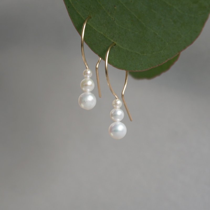 14Kgf -Gradient  earrings - Earrings & Clip-ons - Pearl White