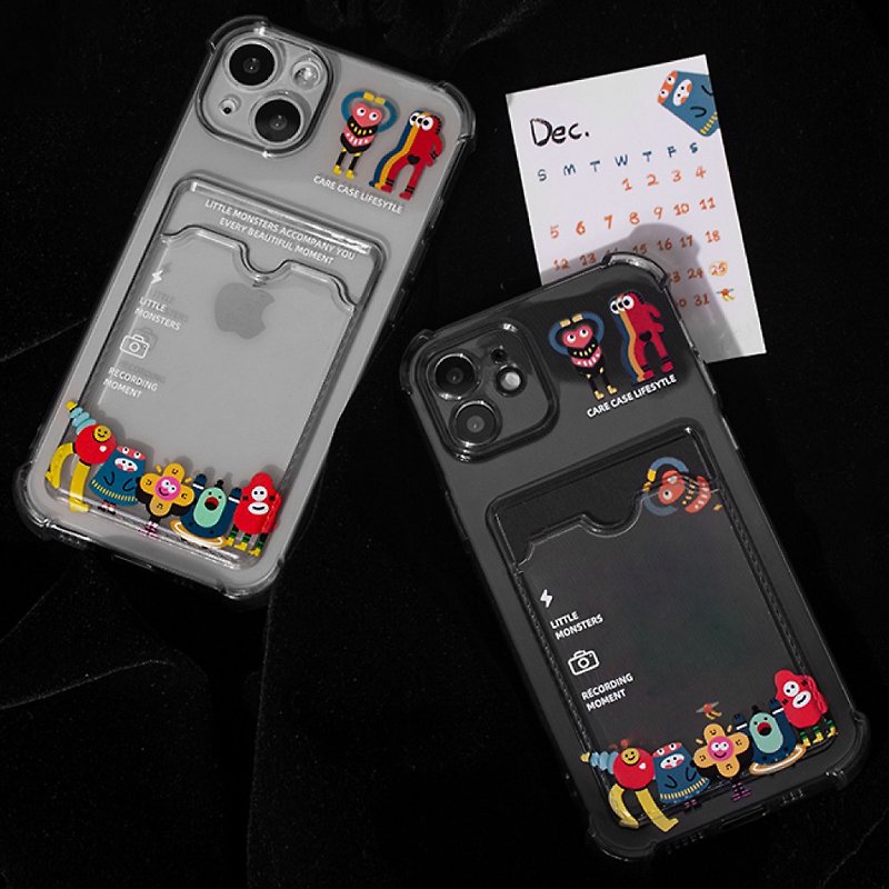 iPhone 13/12 Series Four Corners Drop-proof Transparent Card Case-Little Monster - Phone Cases - Other Materials Transparent