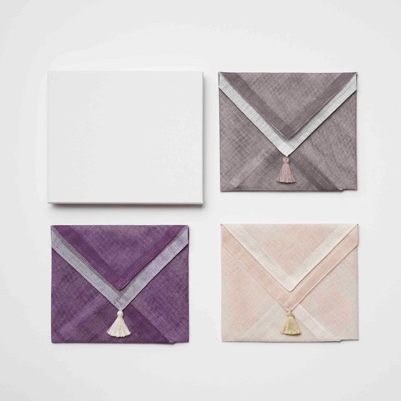 Hagukumu handkerchief 3pcs PU/BE/SV - Handkerchiefs & Pocket Squares - Cotton & Hemp 