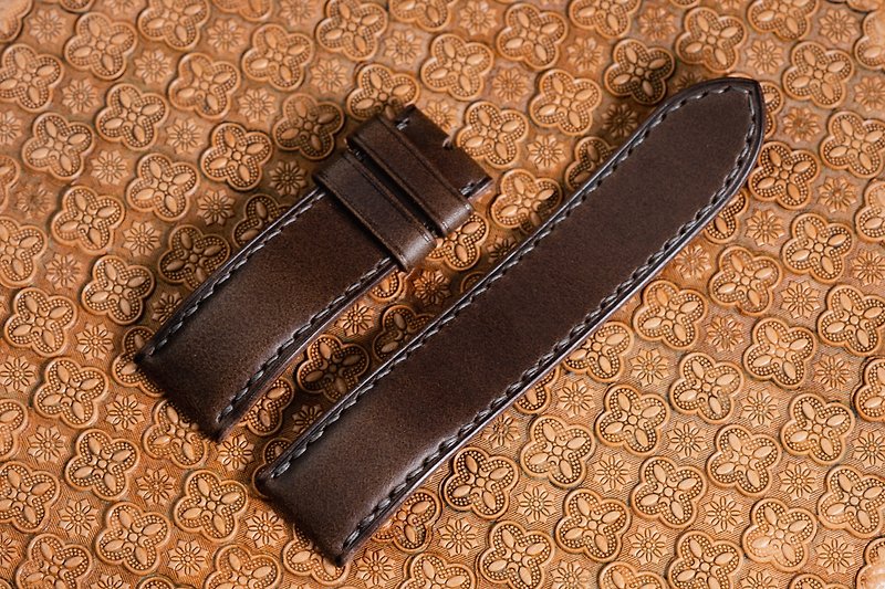 Apple Watch strap micro three-dimensional model (Italian vegetable tanned leather-dark brown) - Watchbands - Genuine Leather Brown