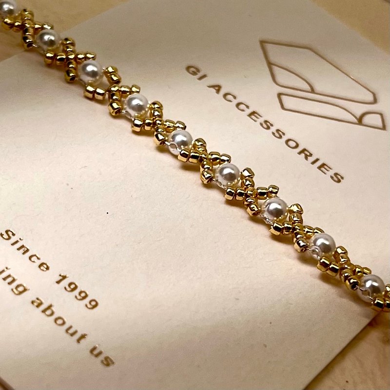 GI designer shepherd pearl sterling silver injection gold transshipment Stone natural spar - Bracelets - Pearl Khaki