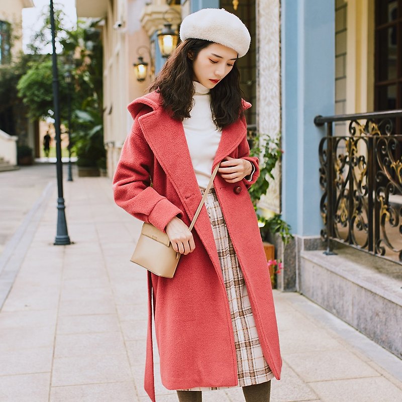 [Special offer] 2018 women's winter wear solid color hooded long coat YZD8832 - เสื้อแจ็คเก็ต - เส้นใยสังเคราะห์ สีแดง