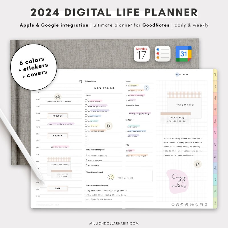 2024 Life Planner, Digital Planner for GoodNotes, Digital Planner Template - 電子手帳及素材 - 其他材質 