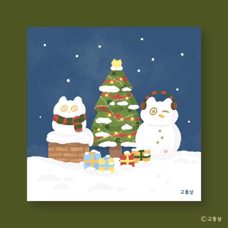 Godongsang l Post Card - Winter Cat - Cards & Postcards - Paper White