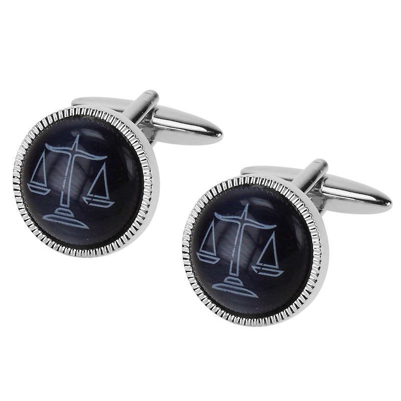Blue Cateye Scales of Justice Cufflinks - Cuff Links - Other Metals Blue