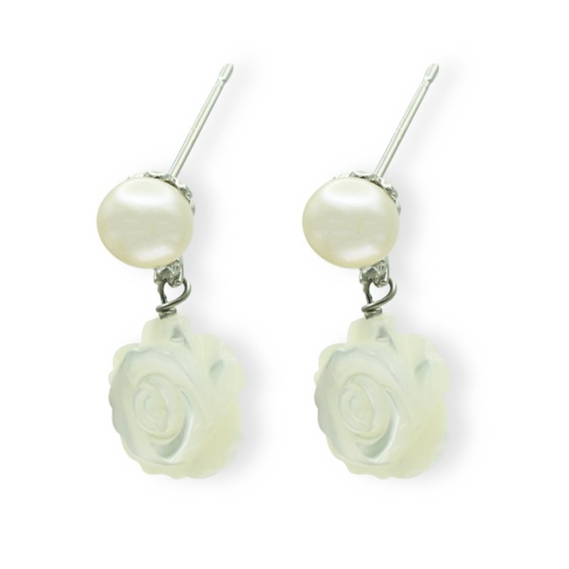 SALTY PUMPKIN original niche design fragrant pearl shell earrings - Earrings & Clip-ons - Pearl White