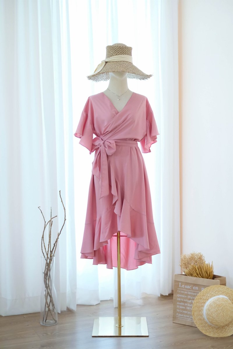 Pink nude dress pink Bridesmaid dress Bridesmaid Robe Sundress Summer dress - One Piece Dresses - Polyester Pink