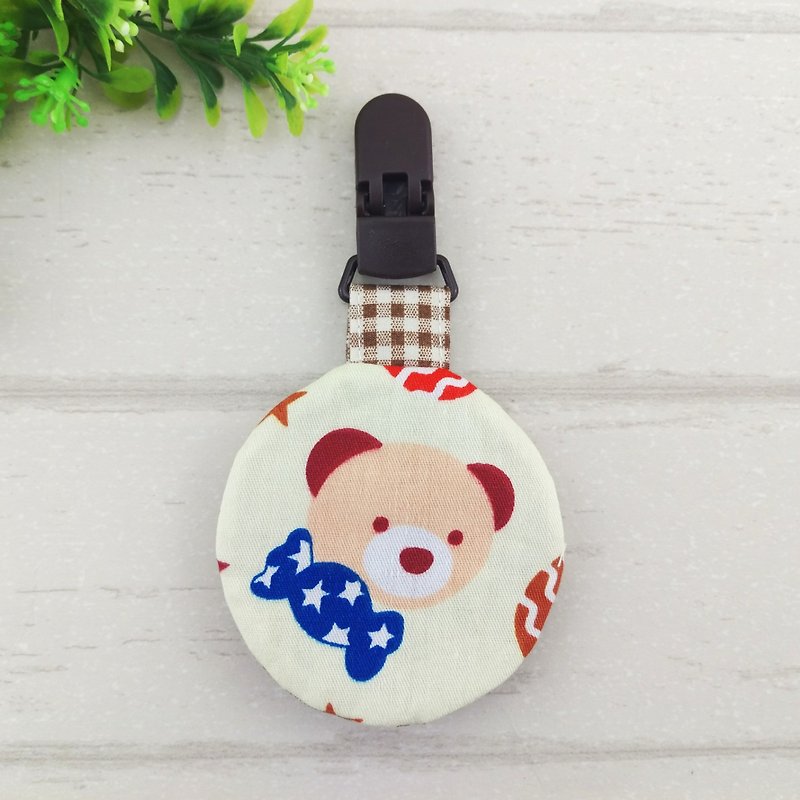 Candy bears. Circular peace symbol bag (can increase 40 embroidered name) - Omamori - Cotton & Hemp Brown