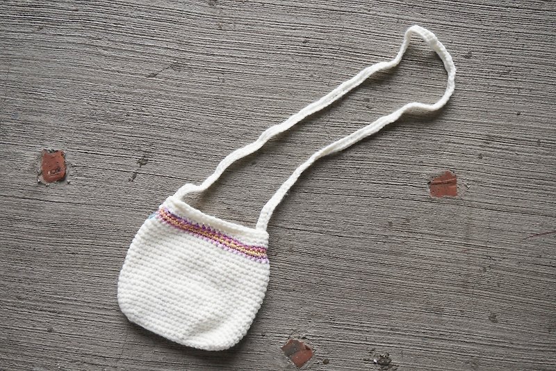 手工編織背包 | 粉丁香 - 側背包/斜背包 - 羊毛 粉紅色