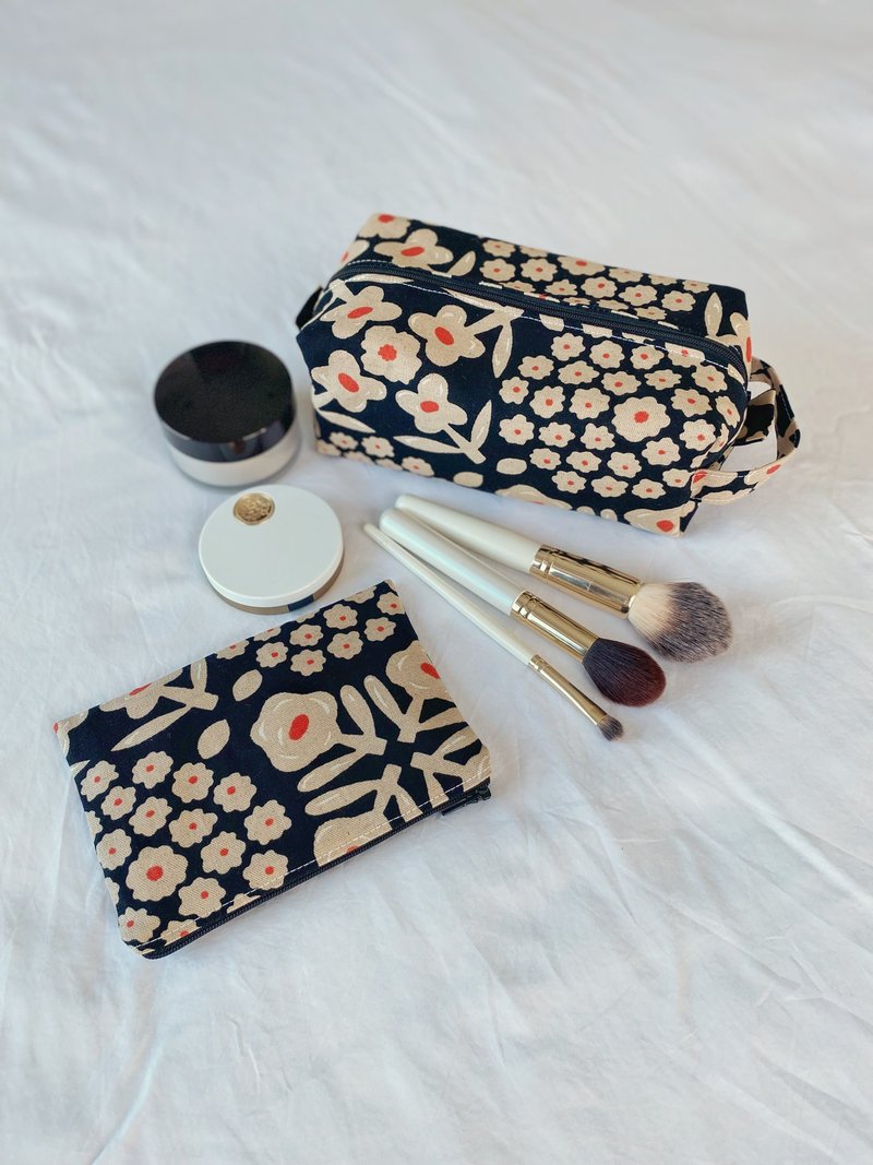 Zip pouch set - กระเป๋าเครื่องสำอาง - ผ้าฝ้าย/ผ้าลินิน สีดำ