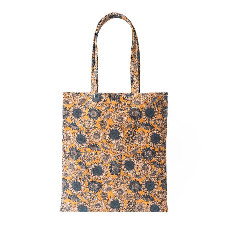 Cork leather A4 tote bag (sunflower) - Handbags & Totes - Eco-Friendly Materials Multicolor